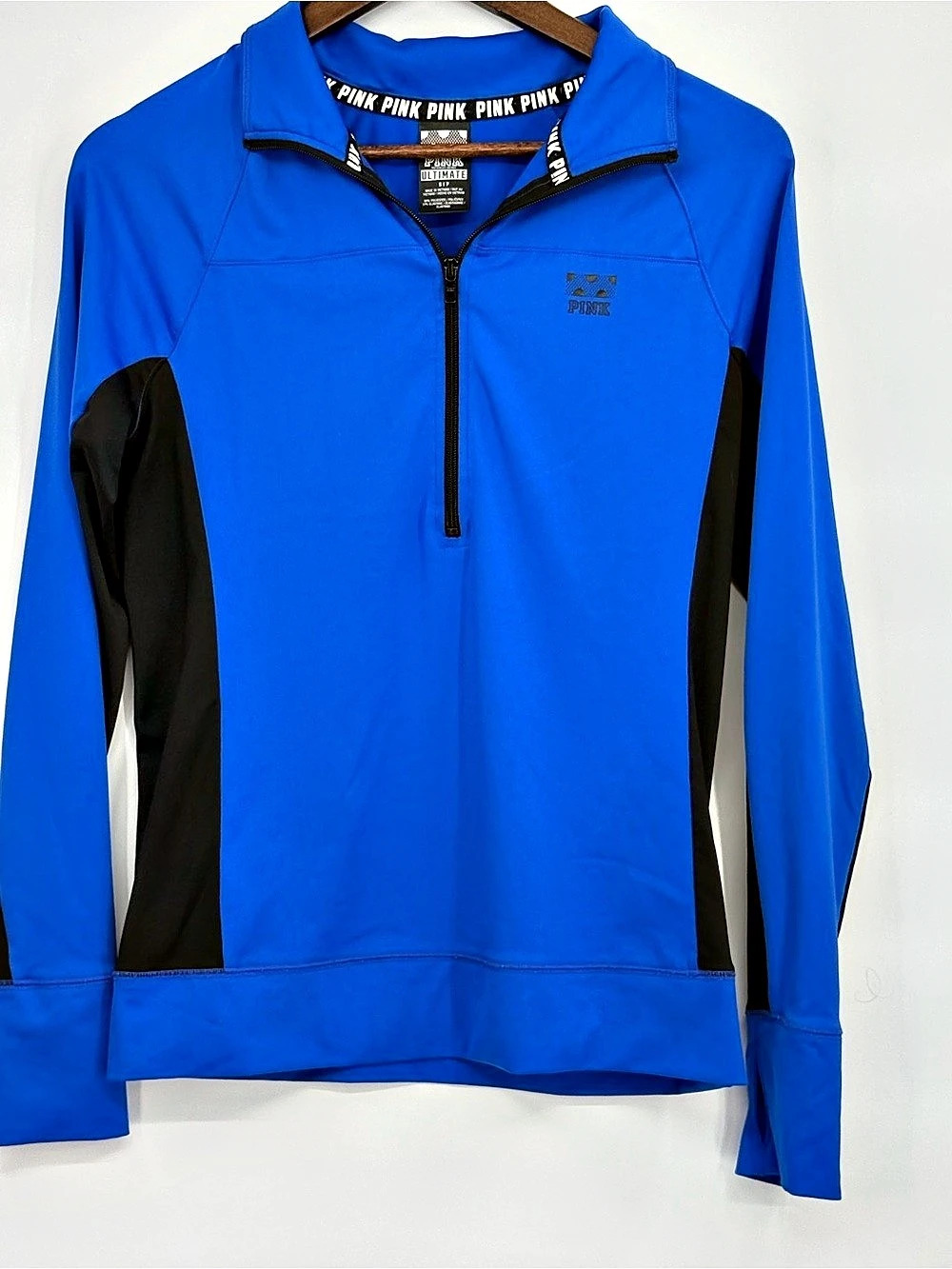 Victoria'Small Secret PINK Ultimate Blue & Black Quarter Zip Size Small